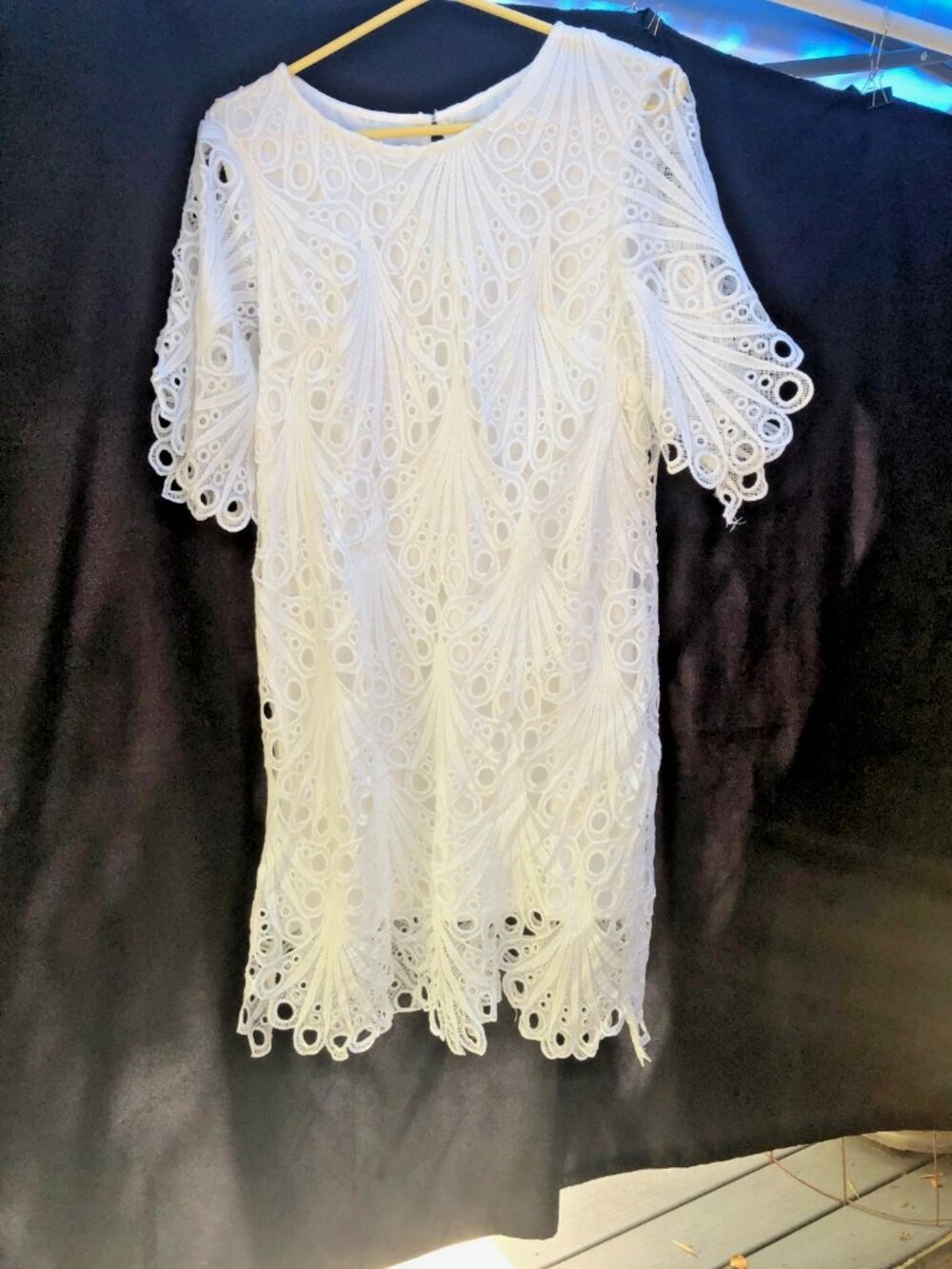52Seven Women's Dress Size 14 White Lace Short Sleeve Shift - Picture 2 of 14